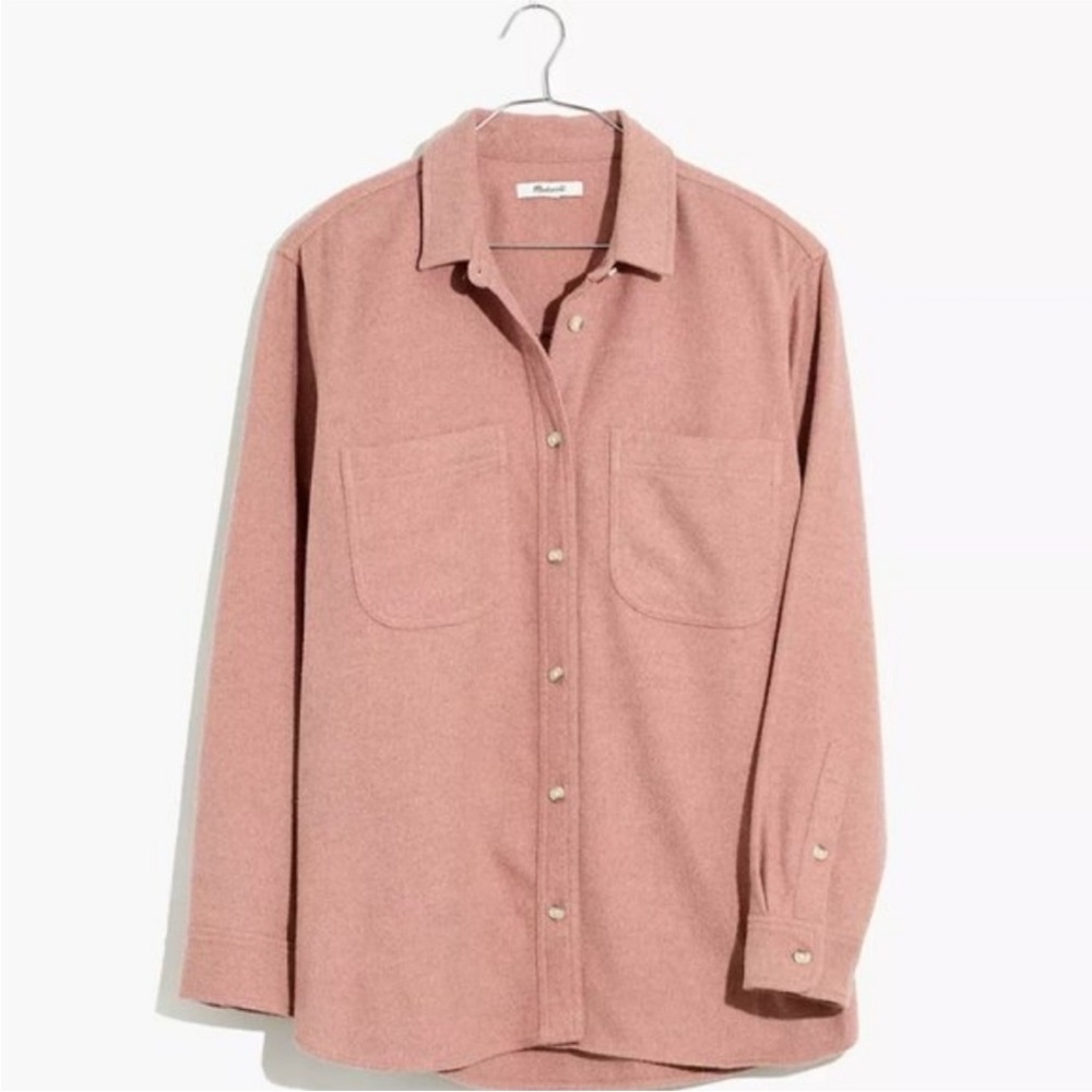 Madewell Heathered Pink Button-Up Flannel Shirt - Picture 4 of 13